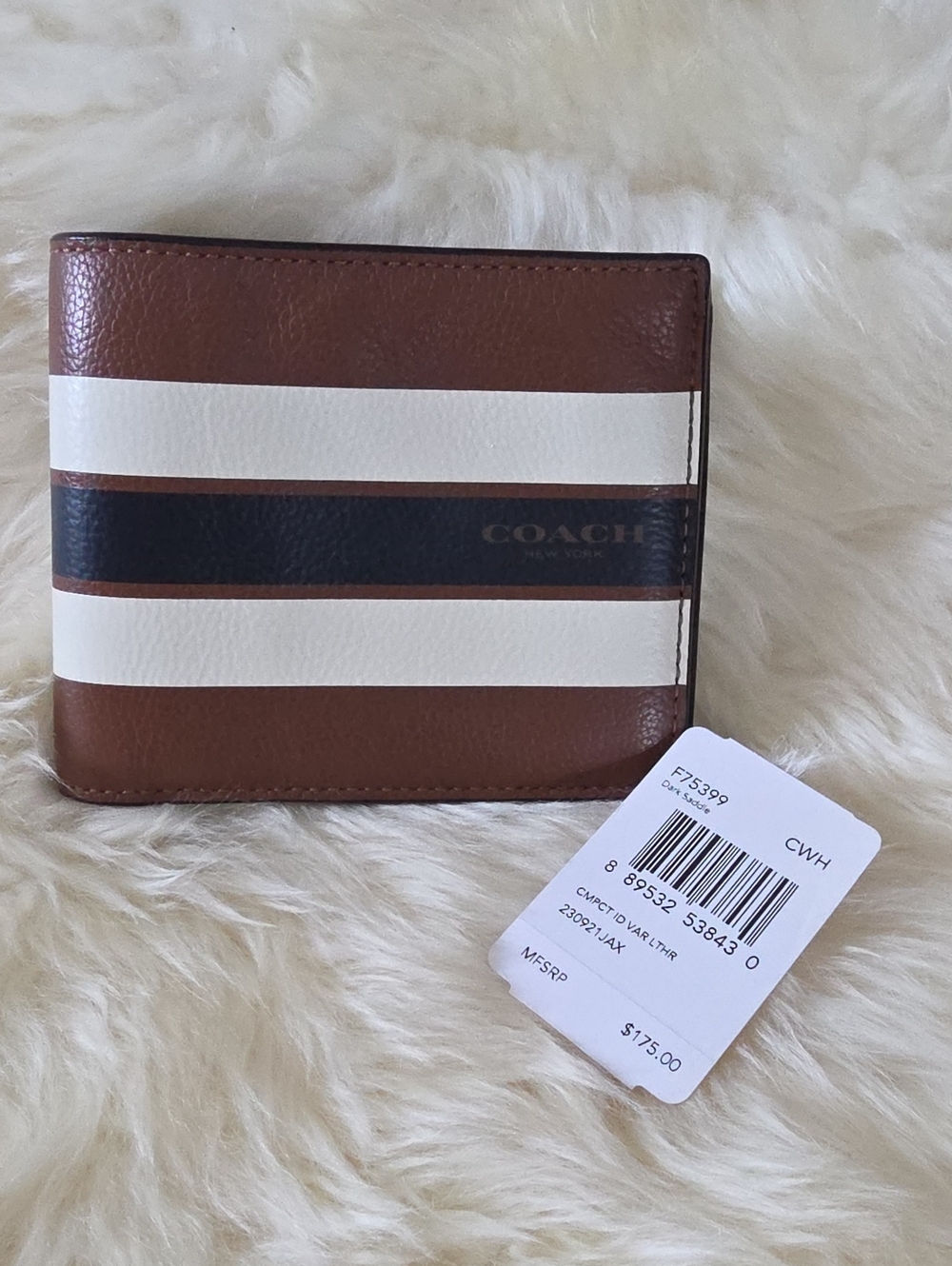 Gorgeous Men's Coach Compact Varsity Leather Wallet 🤎🤍🖤